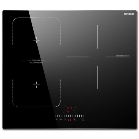 Karinear Plaque à Induction 3 Feux avec Zone Flexible, Plaque de Cuisson Induction Encastrable, Table de Cuisson Electrique avec