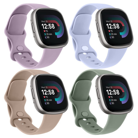 4 Packs de Bracelets Compatibles avec Fitbit Versa 3/4 et Sense/Sense 2 pour Femme et Homme, Bandes de Remplacement Sportives So