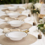 MATANA 25 Bols en Plastique Blanc avec Bordure Dorée (360ml) - Bols à Soupe, Assiettes Creuses pour Mariages, Anniversaires, Bap