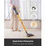VACTechPro 60KPa/600W/7M Aspirateur, Aspirateur Balai avec Dépoussiéreur 800ML, Aspirateur Balai avec Fil avec Design à Double P