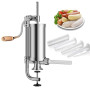 WishesMar 2,5 LB Pousoir a Saucisse Manuel en Acier Inoxydable Machine à Saucisses Manuel Vertical avec Support de fixation et 4