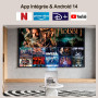 [App intégrée] Mini Vidéoprojecteur 4K & 8K Supporte, 1080P Projecteur Video avec Android 14, Portable Projecteur WiFi 6, BT 5.4
