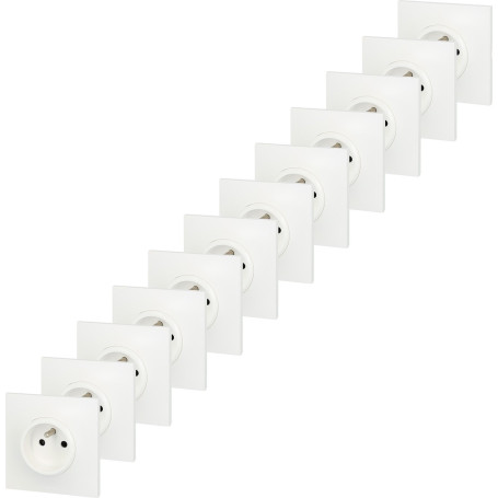 LEGRAND - Prise Electrique Murale avec Terre Neptune - Prise 2P+T Monobloc - Fixation à Griffes/Vis - Blanc - Lot de 12