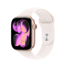 Apple Watch Series 11 [GPS 46 mm] Montre connectée avec boîtier Or Rose et Bracelet Sport Rose Tendre. Score de Sommeil, Moniteu