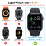 Diruite Protection Écran pour Apple Watch SE 3/2/1 /Series 6 5 4 44mm Coque,HD Apparence Créative Ultra Mince PC+Verre Trempé Ca