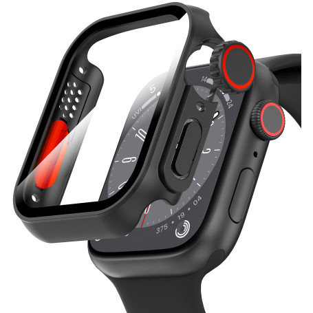 Diruite Protection Écran pour Apple Watch SE 3/2/1 /Series 6 5 4 44mm Coque,HD Apparence Créative Ultra Mince PC+Verre Trempé Ca