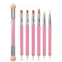 YPYMOD 7 Pcs Pinceau Nail Art Ongles, 6 Pcs Double Extrémité Nail Art Dotting Pen,1 Pcs Nail Art Brosse Éponge, Outils de Manucu