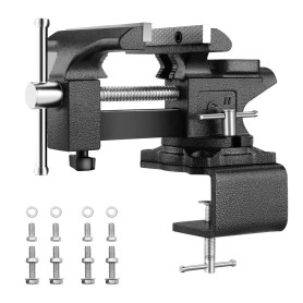TEENO Etau,Etau D'établi Rotatif à 270°,Largeur de Mâchoire 150mm Étaux d'Établi Acier moulé, force de serrage de 1000 kg,Avec p