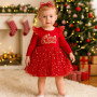 Winmany Tenues de Noël pour bébés filles Robe Tutu Toddler Jupe à manches longues en dentelle Vêtements chauds pour bébé+bandeau