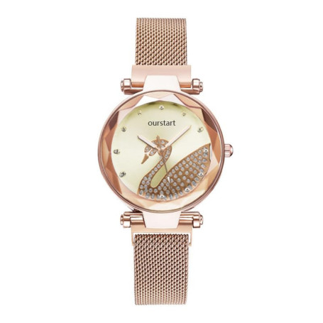 Montre-Bracelet pour Femme, Paillettes Bling Conçu Quartz Analogique Montre pour Femme avec Bracelet en Maille de Milan