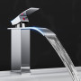 Robinet Salle de Bain,Mitigeur Lavabo Cascade en Acier Inoxydable,Mitigeur en Laiton,Eau Chaude et Froide Disponible,Economiseur