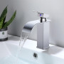 Robinet Salle de Bain,Mitigeur Lavabo Cascade en Acier Inoxydable,Mitigeur en Laiton,Eau Chaude et Froide Disponible,Economiseur