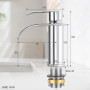CECIPA Robinets de lavabo en chrome, mélangeur monocommande en acier inoxydable pour salle de bain, robinet de salle de bain ave