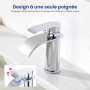 CECIPA Robinets de lavabo en chrome, mélangeur monocommande en acier inoxydable pour salle de bain, robinet de salle de bain ave
