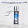 CECIPA Robinets de lavabo en chrome, mélangeur monocommande en acier inoxydable pour salle de bain, robinet de salle de bain ave