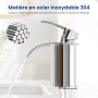 CECIPA Robinets de lavabo en chrome, mélangeur monocommande en acier inoxydable pour salle de bain, robinet de salle de bain ave