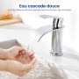 CECIPA Robinets de lavabo en chrome, mélangeur monocommande en acier inoxydable pour salle de bain, robinet de salle de bain ave