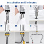 CECIPA Robinets de lavabo en chrome, mélangeur monocommande en acier inoxydable pour salle de bain, robinet de salle de bain ave
