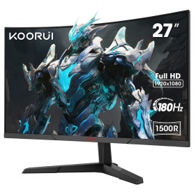 KOORUI 27'' Ecran PC Gamer 180hz Incurvé 1500R, Moniteur PC Dalle VA, Résolution FHD (1080P), DCI-P3 90%, Inclinaison réglable, 