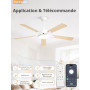 ZMISHIBO Ventilateur de Plafond avec Éclairage,Ø132 cm Silencieux avec Télécommande et Application,Moteur DC Réversible,Plafonni