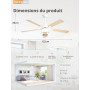 ZMISHIBO Ventilateur de Plafond avec Éclairage,Ø132 cm Silencieux avec Télécommande et Application,Moteur DC Réversible,Plafonni