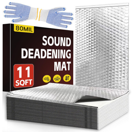 Lot de 10 tapis d'insonorisation pour voiture - 450 x 250 x 2 mm - En aluminium et butyle - Auto-adhésifs - En mousse d'isolatio