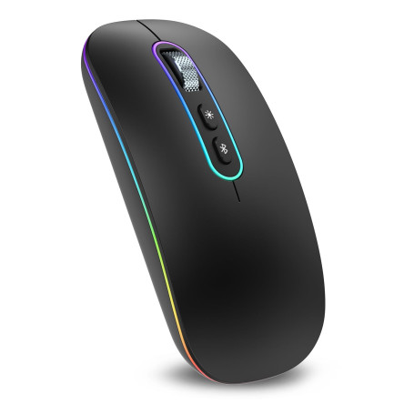 cimetech Souris sans Fil Rechargeable, Souris Bluetooth 5.1 USB 2.4GHz, 1000-1200-1600 DPI Réglable, Compatible avec MacBook/Tab