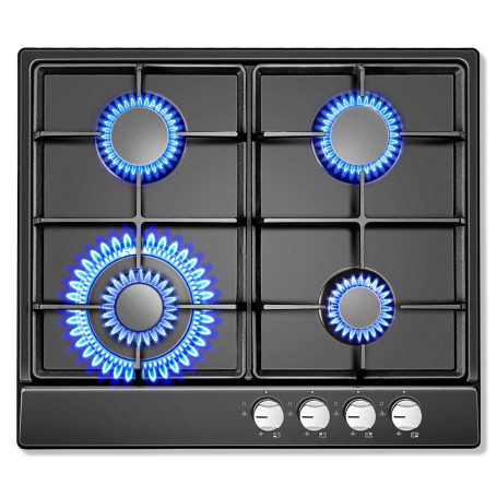 SNDOAS Plaque de Cuisson 4 Feux Gaz, Sécurité Thermocouple, Compatible Gaz Naturel ou Propane, Panneau Émaillé Noir, 8,06 kW, 22