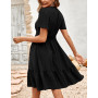 JENJON Femme Robe de Eté Col en V Elégant Pois Volants Taille Haute Manches Courtes/Longues Décontractée A-Ligne Mini Robes