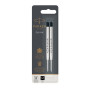 Parker recharges pour stylo gel | pointe moyenne (0,7 mm) | encre noire QUINK | lot de 2