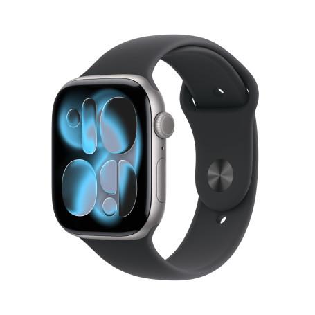Apple Watch Series 11 [GPS 46 mm] Montre connectée avec boîtier Gris sidéral et Bracelet Sport Noir. Score de Sommeil, Moniteur 