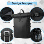 hk Sac a Dos Extensible 27L Sac Roll-Top Etanche Grand Sac a Dos PC Portable 15.6 Pouces avec USB Charging Port Pour Hommes Femm