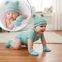 EUYKQNOI 3 Tenues Bonnets de Naissance et Moufles de Protection Bébé Gants Bonnet Nouveau-né Bambin Doux Mignon Tricoté Chapeau 