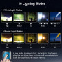 Blukar Lampe Torche LED 2 Couleurs, 2000LM Lampe de Poche Rechargeable LED Ultra Puissante en Aluminium, 10 Modes & IPX6 Étanche