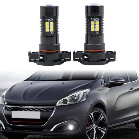 2x PSX24W 2504 12276 Ampoule LED Feux de brouillard pour P'eugeot 207 2009-2012, P'eugeot 208 2012-2019, P'eugeot 2008 2013-2019