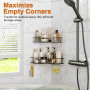 Diboniur Etagere Douche Sans Percage, 2 Pièces Etagere Salle de Bain avec 8 Crochets, Etagere Salle de Bain Sans Percage en Acie