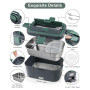 AUTOPkio Gamelle Chauffante 1,8L 80W, 12V/24V/220V Boîte à Lunch Electrique avec Sac et Acier Inox Fourchette Cuillère pour Voit