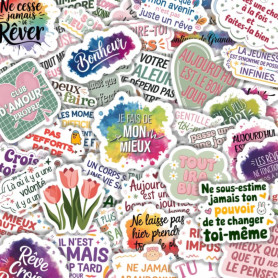 Lot de 75 Autocollants Inspirants pour Femmes – Messages Positifs – Imperméables, Finition Mate – Stickers Motivation pour Journ