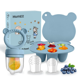 MumEZ Tetine Grignoteuse Bebe, Set de Mangeoire Pratique pour Bébé, Plateaux de Congélation pour Aliments Bébé Inclus, Tetine Fr