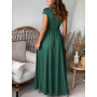 QUNERY Robe Longue Femme Ete Robe de Plage Manches Courtes Robe D'été Casual col en V Taille Haute Robe Cocktail Demoiselle d'ho