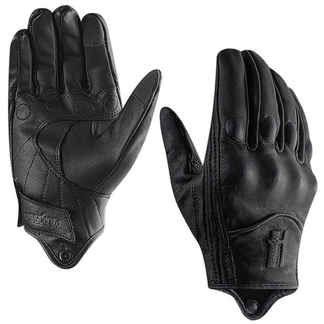 Harssidanzar Gants de Moto à écran Tactile en Cuir de chèvre à Doigt Complet pour Femmes GL016EU