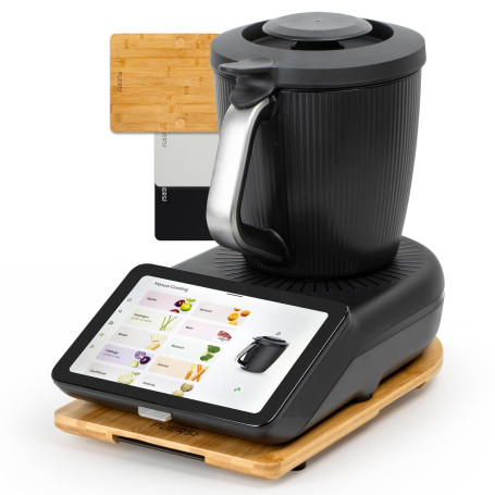 PUERSI Planche Coulissante pour Thermomix TM7, 2e Génération, Planche Support pour Thermomix, Bambou Bois Plateau/Slider avec Ro