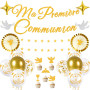iZoeL Decoration Communion Ma Premiere Communion Garcon Fille Ballon Communion Guirlande Etoile 4 m Gateau Décoration Or - Decor