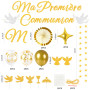 iZoeL Decoration Communion Ma Premiere Communion Garcon Fille Ballon Communion Guirlande Etoile 4 m Gateau Décoration Or - Decor