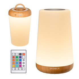 UPXNBOR Veilleuse LED, Lampe de Chevet Tactile avec Télécommande, Lumière Réglable, 13 Couleurs RGB, 5 Niveaux de Luminosité, Cr