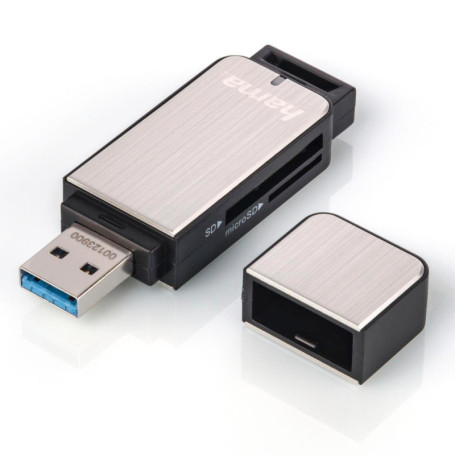 Hama 123900 lecteur de carte mémoire USB 3.2 Gen 1 (3.1 Gen 1) Noir, Argent