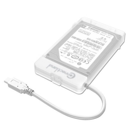 Connectland BE-USB3.1-G2-28-WH Boîtier de disques de stockage Boîtier disque dur/SSD Transparent, Blanc 2.5"