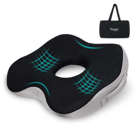 Feagar Donut Coussin Chaise Bureau Coussin de Siège en Mousse à Mémoire de Forme pour Hémorroïdes Pression du Coccyx, Soulager d