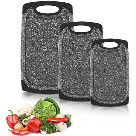 Lot de 3 Planches à découper,Alimentaires PP-Matériel,Planche à Découper de Cuisine, Antidérapante et Antibactérienne pour Viand