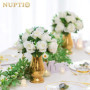 NUPTIO 10 Pièces Fleurs Artificielles, 15 Têtes de Roses Plastique avec Base, Convient au Centre de la Table Mariage Notre Magas